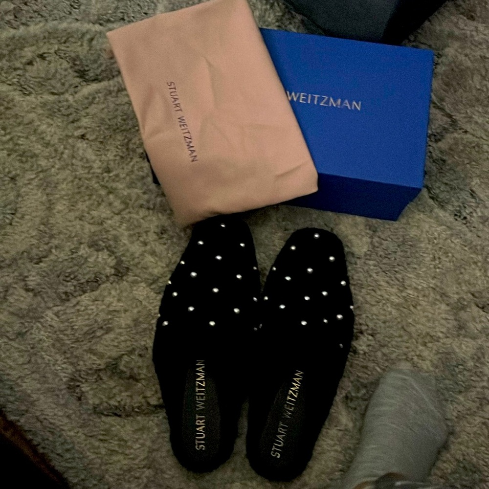 Stuart Weitzman Wool slipper mules with pearls